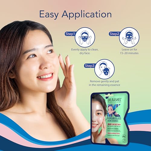 Image of K DERMA Korean Glass Skin Essence Jelly Glow Sheet Mask | With Ceramide | Hydrating & Brightening Face Mask for Smooth Dewy Skin | Dermat Tested | Pack of 3