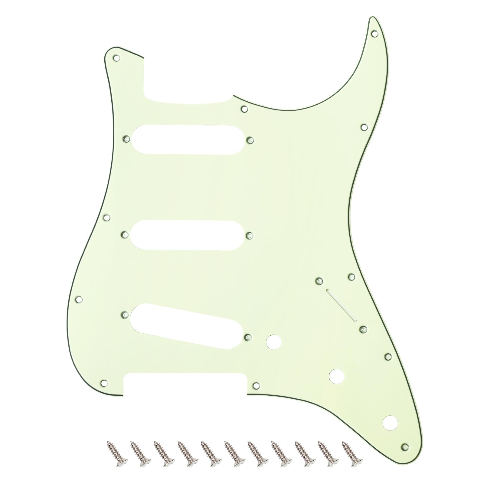 Banworks 3 Ply Strat SSS Pickguard 11-Hole Electric Guitar Pickguard Scratch Plate for USA/Mexican Modern Style Standard Stratocaster ST JT/HB-01 Ivory