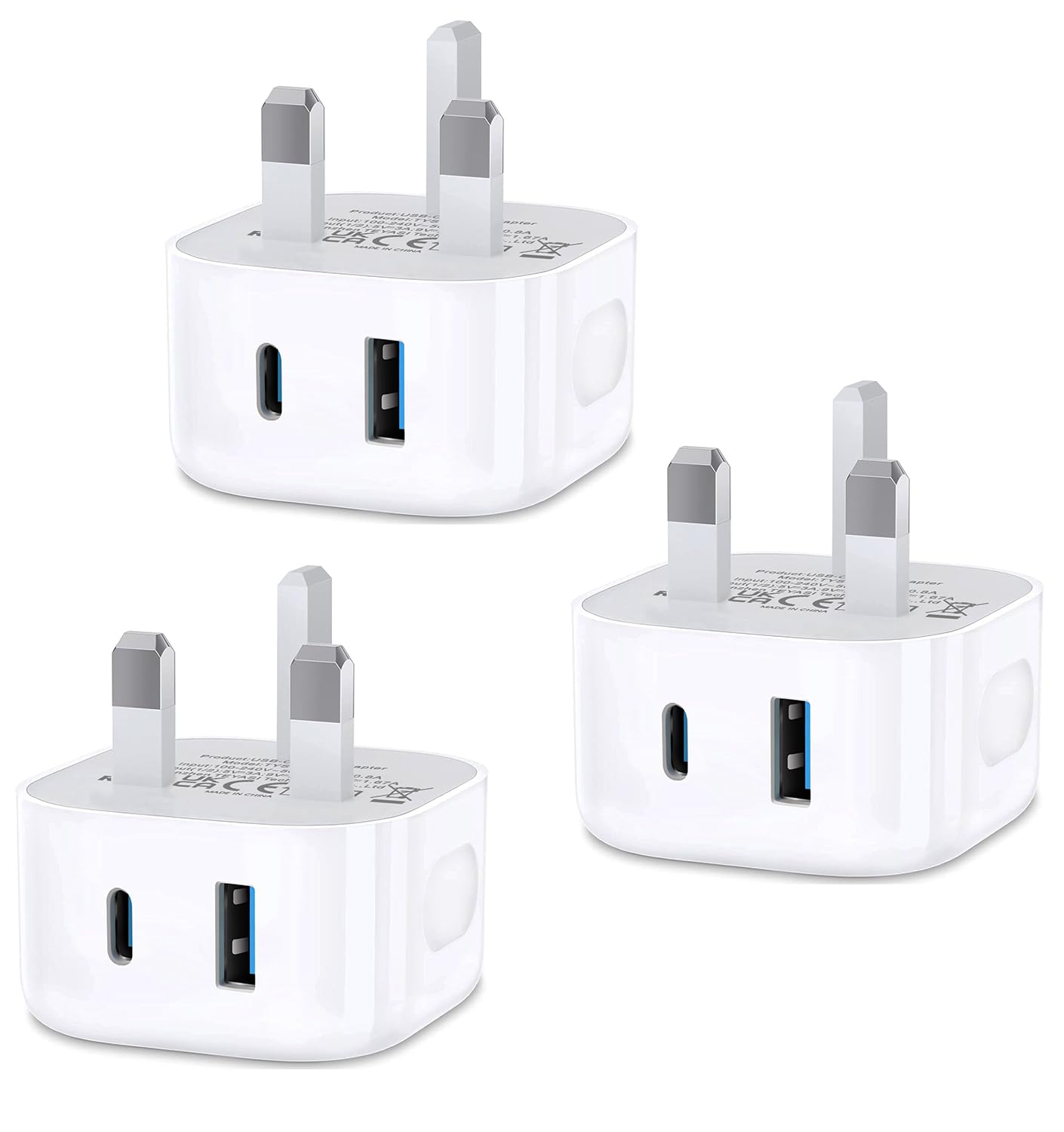 USB C Fast Charge Plug,Dual Port USB Plug Type C Wall Charger Plug UK Compatible with iPhone 17/16/15/15 Pro Max Micro/14/14 Pro/14 Pro Max/13/13 Pro/13 Pro Max/12/12 Pro Max/Pro/iPad — view 6