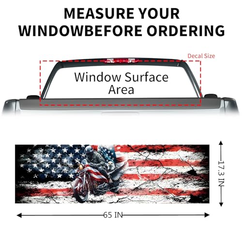 Image of Back Window Decals for Trucks - 65x17.3 in American Flag Window Decal Rear Window Decals for Truck Decor, Creative Truck Rear Window Decal for Personalized Decoration - AFD-10-S