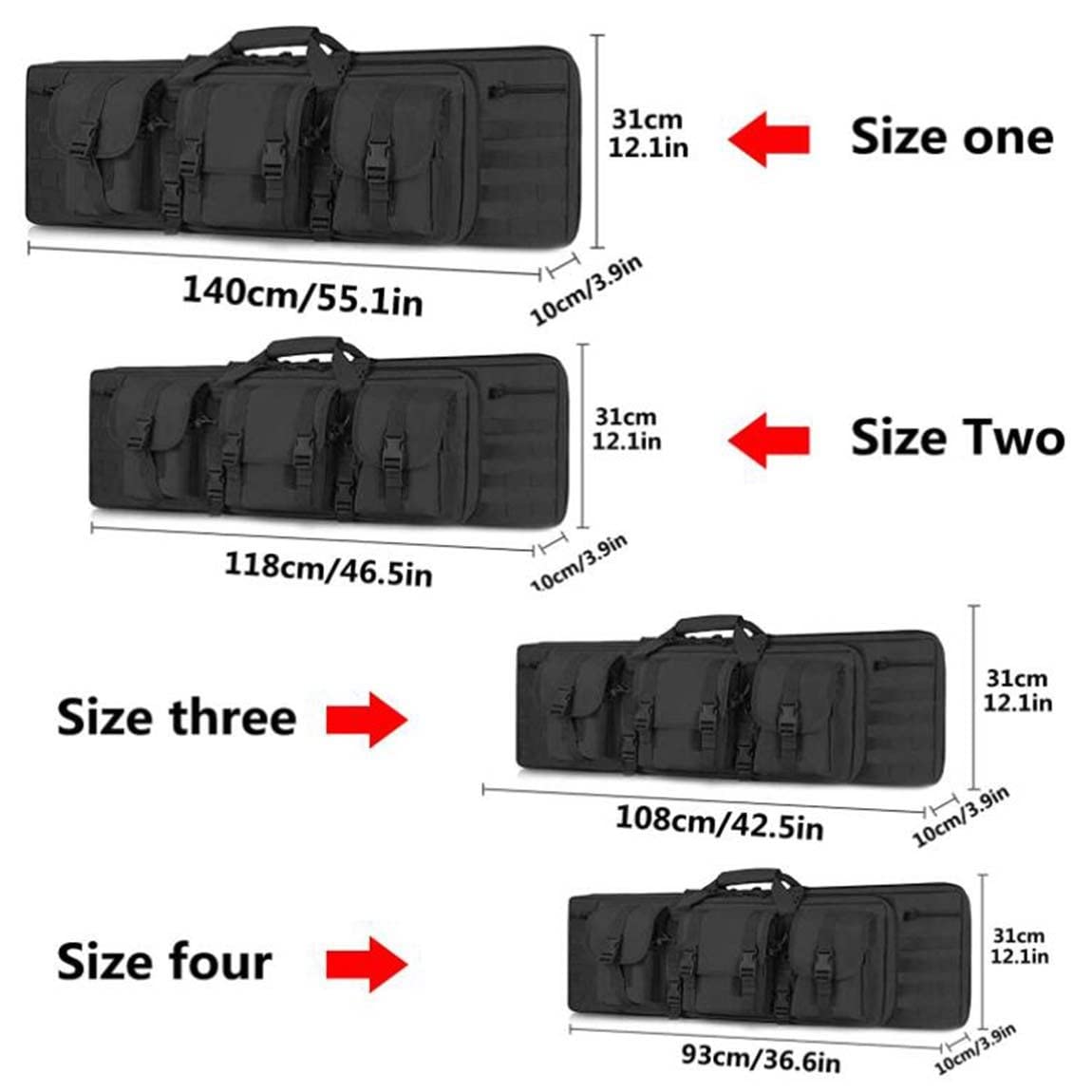 Rifle Case Tactical Gun Bag, Bolsa de Pesca Mochila Pistola Escopeta Airsoft Case Almacenamiento con correa para el hombro, para cazar, pescar, disparar deportes