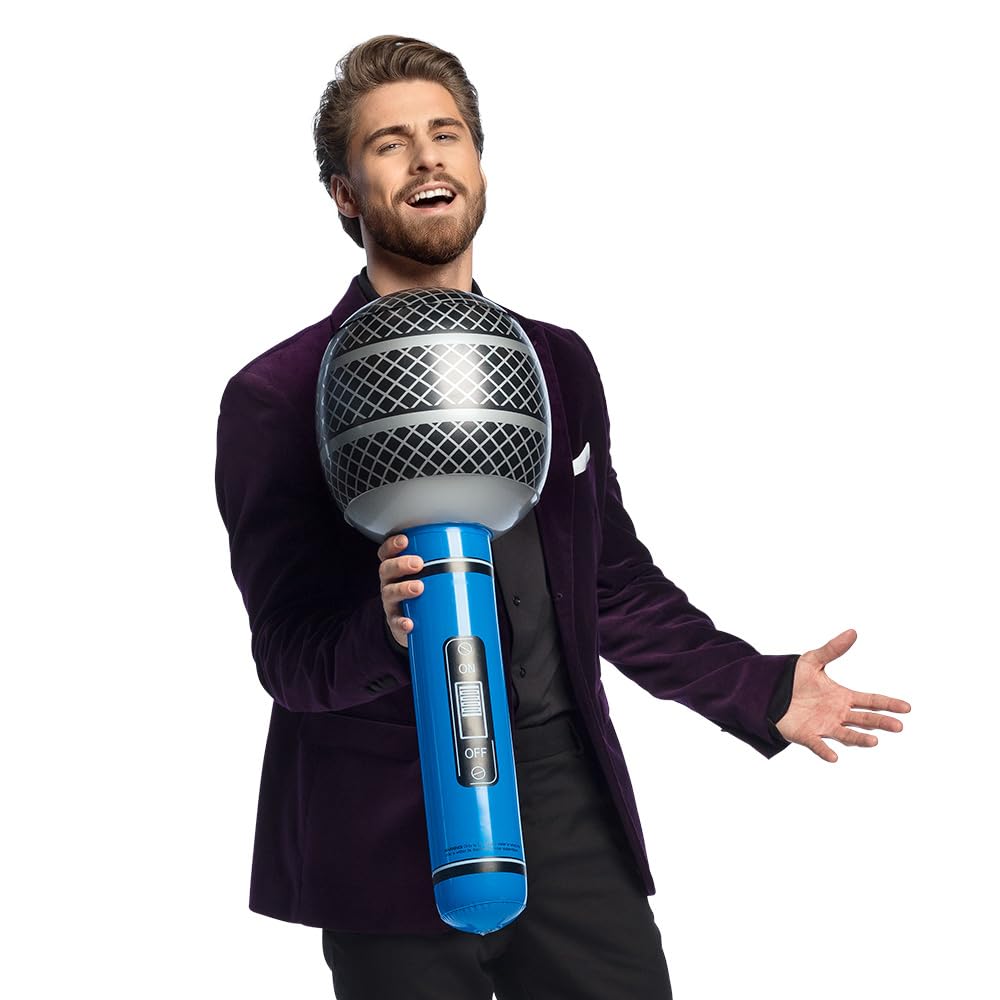 Boland Inflatable Microphone 76cm, Disco Accessory, Party, Blow Up, Party Supplies, Musical Instrument, Festival, Carnival (76cm)