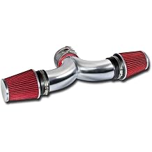 Dual Short Ram Air Intake Kit Compatible with Chevrolet 01 02 03 04 Corvette C5 5.7 V8 & Red Filter Combo