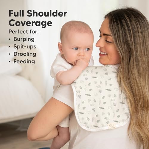Image of 5-Pack Muslin Burp Cloths Baby Boy, Girl - Very Absorbent Baby Burp Cloth Rags, 8-Layers Viscose Derived from Bamboo Cotton Muslin Towel, Super Soft Spit Up Rags, No Shrink Washcloths (Wilderness)