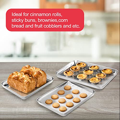 Baking Sheets For Oven, Zacfton Stainless Steel Cookie Sheet Baking Pan Toaster Oven Tray 10.5 X 8 X 1 Inch, Easy Clean & Non-Stick & Dishwasher Safe #TOP6