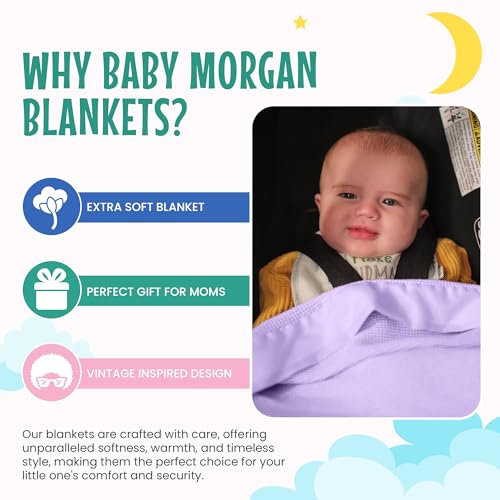 Image of Waffle Crib Baby Blanket - Soft Thermal Nylon-Trimmed Nursery Throw with Silky Texture, Cozy Waffle Design for Girls or Boys, Ideal for Gifting and Baby Showers (Lavender, 36x50 Inches)