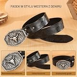 FFWTPY Pasek męski westernowy skórzany pasek z klamrą dla mężczyzn kobiet Cowboy Cowgirl skórzany pasek męski do dżinsów, Negro, 115