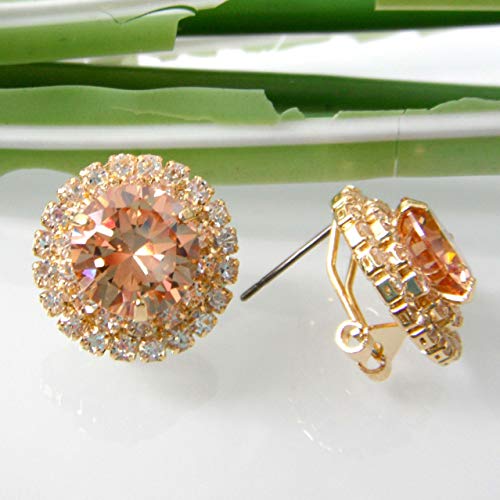 Navachi 18k Gold Plated Multicolor Round Zircon White Crystal Omega Back Stud Earrings4