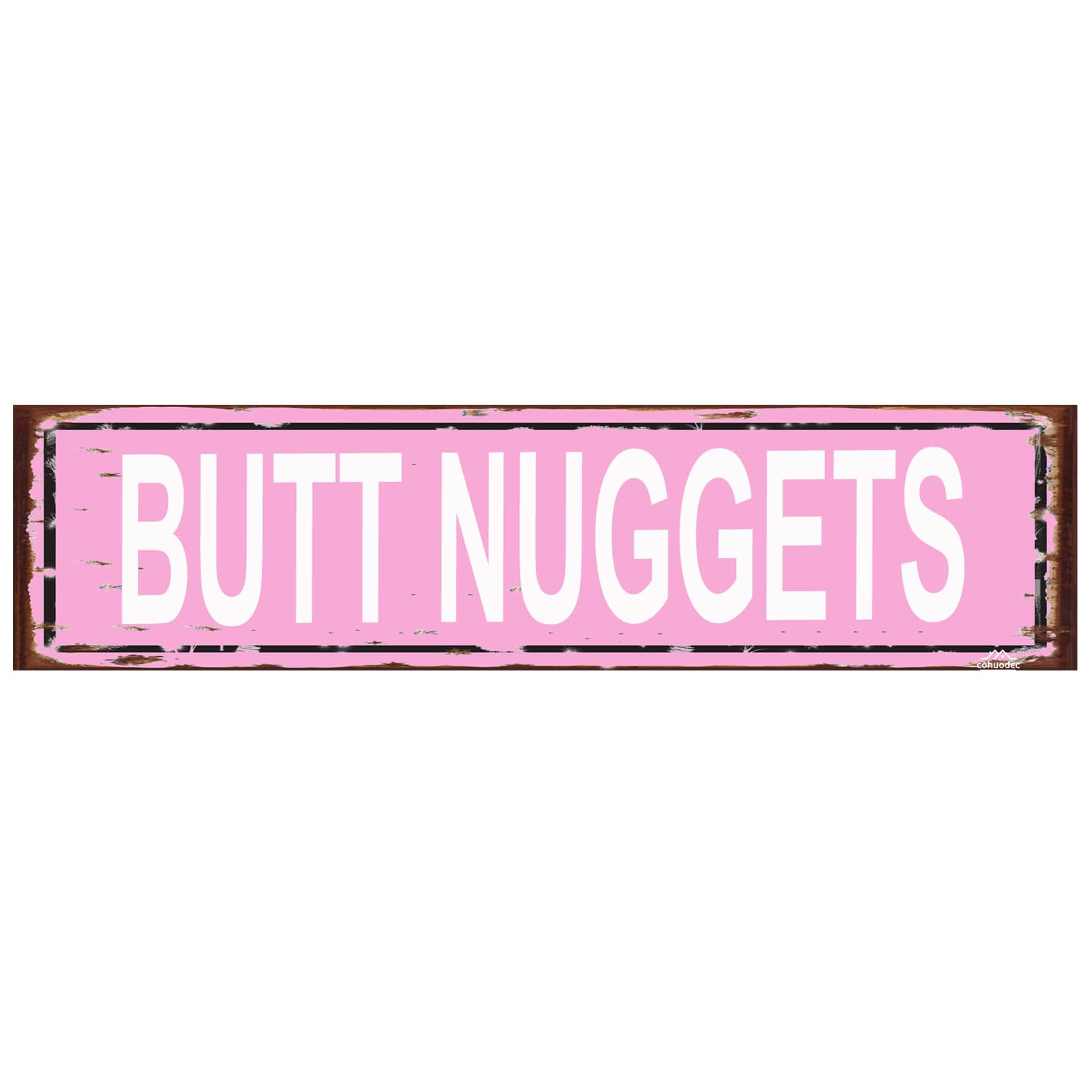 Butt Nuggets Chicken Coop Tin Sign Street Funny Metal Sign Wall Decor for Farmhouse Home Bar Garage Man Cave Wall Art Gift Pink 4x16 Inch
