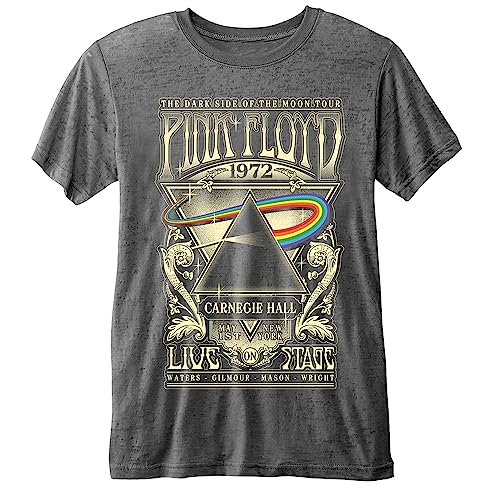 Pink Floyd Men's Fashion Tee: Carnegie Hall With Burn Out Finishing (Large)