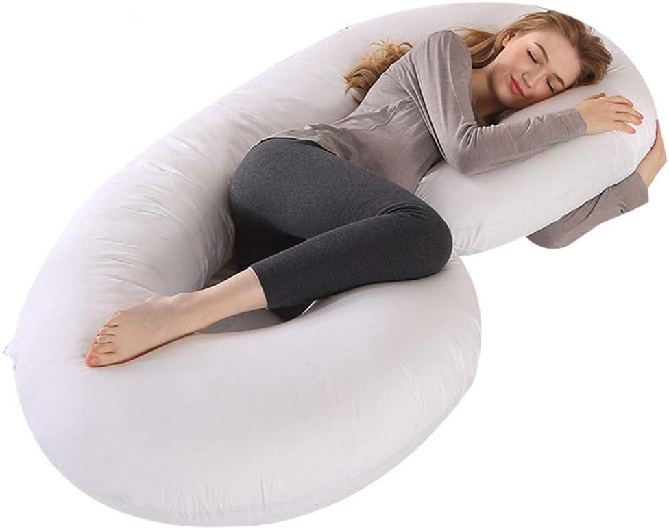 IOCCIOBB CYYMY Pregnancy Pillow Full Body, Maternity Support Pillow, Maternity Pillow for Pregnant Women, Comfort C Shaped Pillow with Removable Washable Velvet Cover,Pink (Color : White)