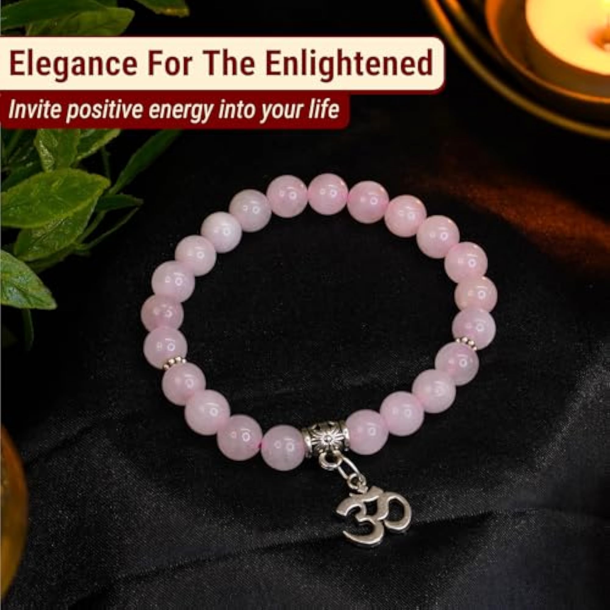 Rose Quartz Om Band, 2.8 Inches Diameter