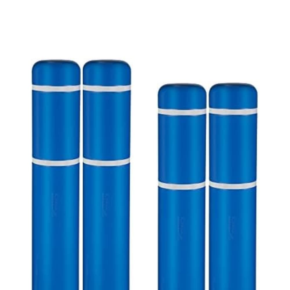 BollardGard 7" x 52" 4-Pack Bollard Cover - Innoplast (Blue White Tape)
