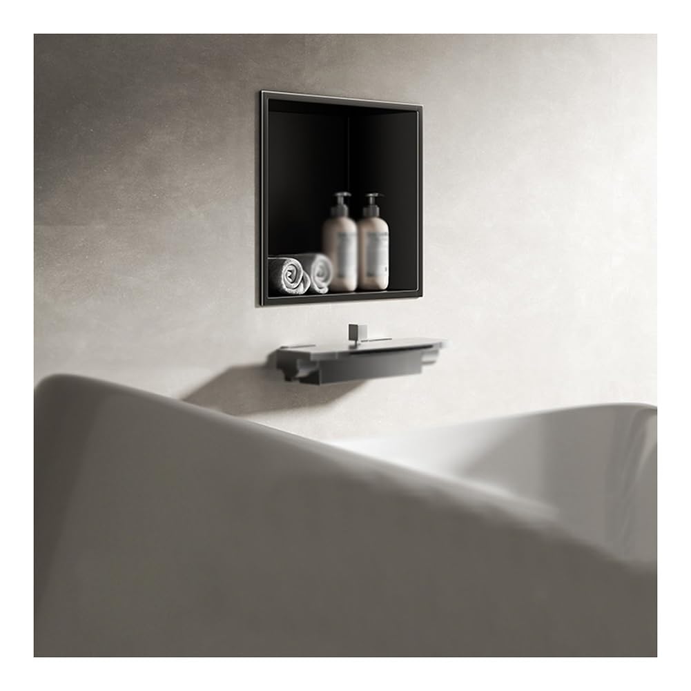 ZOCWJK Modern Black Stainless Steel Bathroom Niche Shower Shelf Organizer Waterproof Recessed Storage Caddy Easy to Install 32x32x12