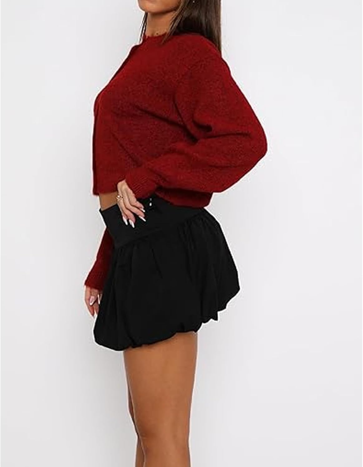 Womens Y2K Cardigan Sweaters Long Sleeve Open Front Button Down Crop Sweater Solid Knit Pullover Fall Outfits Tops - Image 3