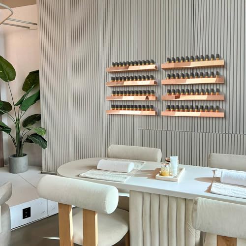 Image of 4 Pack 15 Inch Rose Gold Reflective Acrylic Floating Wall Shelves