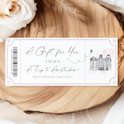 We're Going to Amsterdam Boarding Pass Gift Personalised, Surprise Holiday Reveal Amsterdam Travel Ticket, Plane Ticket Gift Card Amsterdam Boarding Card, Custom Holiday Ticket Gift Amsterdam