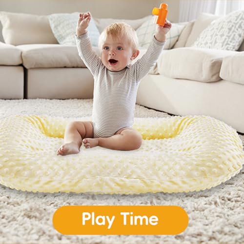 Image of Baby Lounger for Newborn,Baby Play Mat Tummy Time Soft and Breathable Cotton for Playtime & Learnning,Babies Essentials Gifts Home Travel 0-12 Months(Yellow Bean)