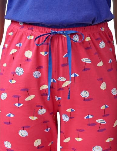 Image of HUE Women's Summer Vacation Pajama Separates, Soft, Whimsical Print Pjs with Tropical Beach Themes, Flip Flops, Cocktails