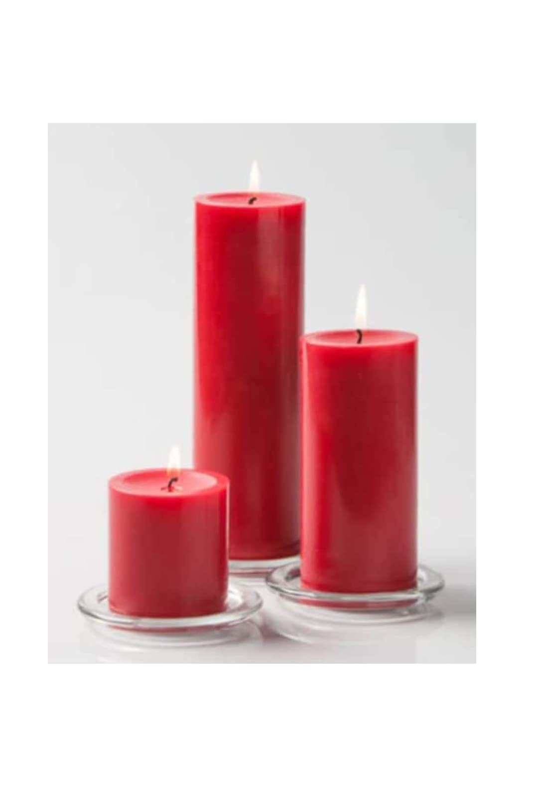 LTYNE Set of 3 Pillar Candles (Size: 2X2, 2X4, 2X6 Inch) Without Jar for Home Décor, Spa, Diwali, Christmas, Wedding, Party or Any Occasion (Red)-image-1