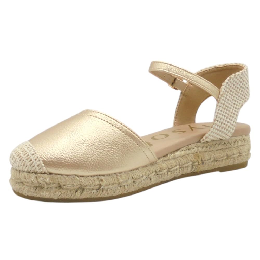 mysoft - 25M140 Alpargatas de Mujer con Planta de Gel Acolchada - Sandalias de Cuña Baja Elegantes y Muy Cómodas, Ideales para Caminar, Diseño Versátil con Cierre de Hebilla para: Mujer