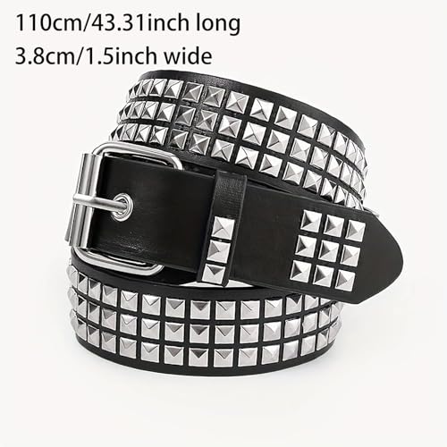 Black Studded Belt Silver Punk Metal Belt Pyramid Stud Belt Goth Belts Rivet Belt Rock Belts Mens Hip Hop Fashion Belt Cool Leather Belts2