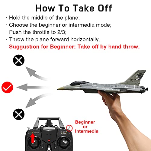 VOLANTEXRC 4 Channel Remote Control Airplane 2.4GHz RC Jet F-16 Fighting Falcon RC Aircraft Fighter Ready to Fly with Xpilot Stabilizer System, One Key Aerobatic Perfect for Beginners (761-10)