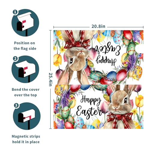 Image of Easter Mailbox Covers Magnetic Standard Size 21 X 25.5 Inch Egg Bunny Floral Magnetic Mailbox Covers Spring Easter Mailbox Wraps Post Box Cover Decoration Outdoor Garden Home Yard Outside