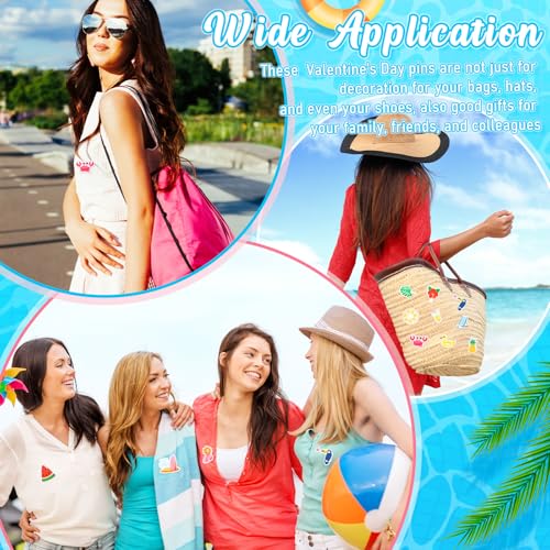 Image of 120 Pcs Summer Beach Pins Bulk Lapel Acrylic Pin Women Backpack Brooch Colorful Pins Gifts for Party Decoration