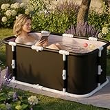 AYES Tragbare Faltbare Eis/Heißbadewanne, Große Tragbare Badewannen für zu Hause – Freistehende Badewannen für Duschen, Heißbäder, Heißwasser-SPA und Kaltwassertherapie-Training