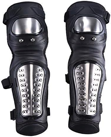 OHMOTOR Knee Guards,Knee/Shin Guard Knee Pads Crashproof Antislip Protective Shin Pads for Motorcycle Mountain Biking ATV Motocross (Knee pads-Metal)