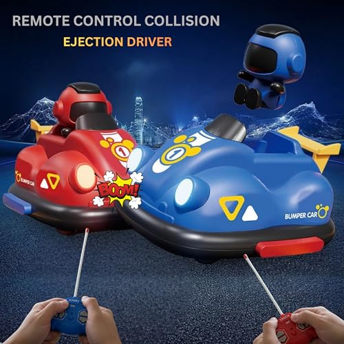 Image of Remote Control Bumper Car Toy for Kids | Multiplayer Racing Cars Set with Light & 360Rotation | 2 RC Ejecting Bumper Cars Set of 2 Players Interactive Toys for Boys & Girls