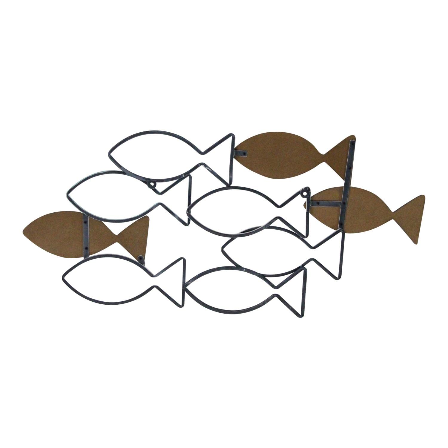 Stratton Home Decor Wood and Metal School of Fish Wall Decor - Handcrafted Decorative Centerpiece Indoor Coastal-Themed Ornament Nautical Accent Piece for Bedroom Living Room Hallway Study product thumbnail 7