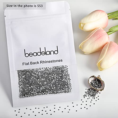 Image of Beadsland 2880pcs Flat Back Crystal Rhinestones Round Gems for Nail Art and Craft Glue Fix,Black Diamond,SS3,1.2-1.4mm | Flatback Glass Gems, 1.2-1.4mm, for Nail Art Craft, Glue Fix