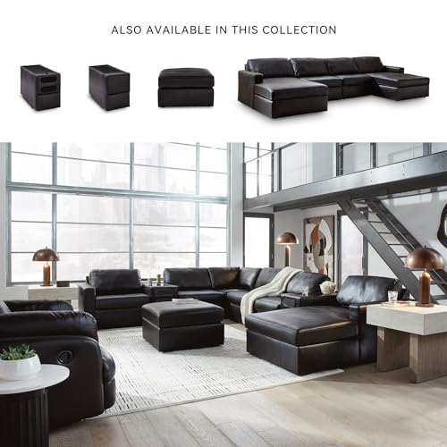 Image of Signature Design by Ashley Leather Swivel Glider Recliner Chair, Black