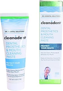 Dr. B Dental Solutions Cleanadent Denture and Gum Toothpaste, ADA Accepted All-Natural Denture Toothpaste for Adults - Rem...