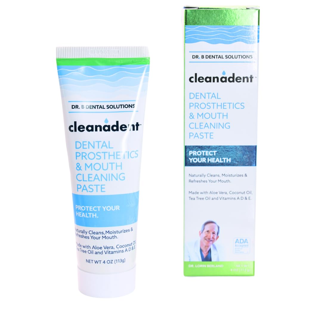 Dr B Dental Solutions Cleanadent Denture and Gum Toothpaste ADA Accepted All-Natural Denture Toothpaste for Adults - Removes