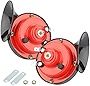 QODOLSI 2 Pack 300DB Super Loud Train Horn, 12V Security Alarm Speaker, Car Waterproof Air Electric Snail Double Horn Replacement Kit, Fits for Most Cars Motorcycle, Truck, Bike, Boat (Red)