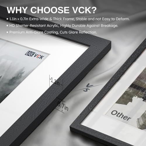 Image of VCK 24x36 Frame 5 Pack, Black Exclusive Wood 20x30 Mat, for Picture