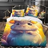 RIAVBAODG Totoro Impresas En 3D Mascotas de Gato dragón Juego De Sábanas Y Fundas Nórdicas 3 Piezas,Microfibra Suave,Cremallera Oculta,para Niños, Adolescentes,Adultos Single（140x200cm）