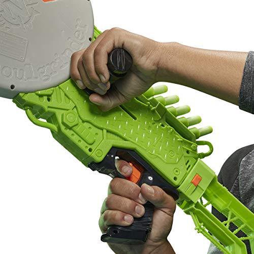 NERF Zombie Strike Ghoulgrinder Blaster -- Rotating 10-Dart Wheel, 10 Official Zombie Strike Elite Darts -- for Kids, Teens, Adults