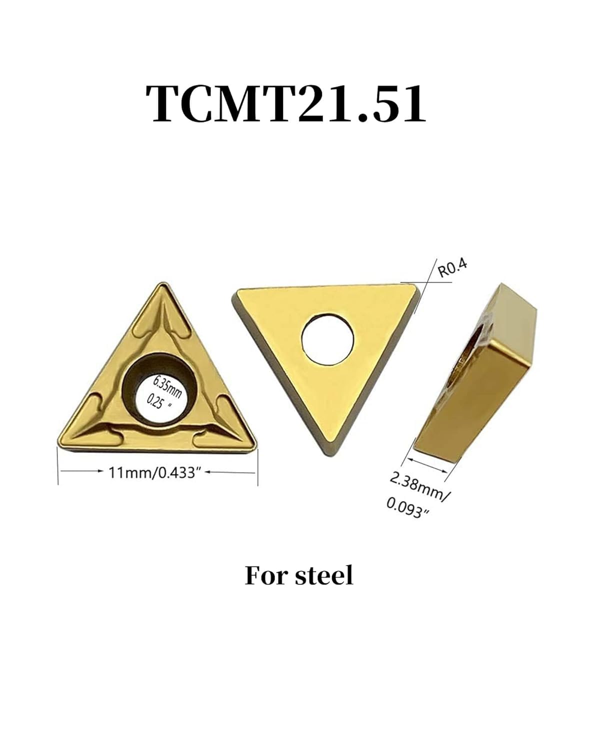 GBJ 4pcs 1/2in Indexable Boring Bar Turning Tool Holders with 4pcs TCMT21.51 TCMT110204 Carbide Turning Inserts for Steel Cutting 4pcs Screws and T8 Wrench
