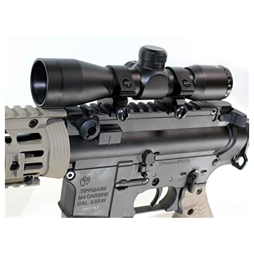 Trinity 4x32 Rapid Ranging Scope Fits tippmann tmc tcr tippmann Phenom woodsball marker paintball optics tactical accessory paintballer gear paintballing upgrades aluminum black picatinny weaver mount