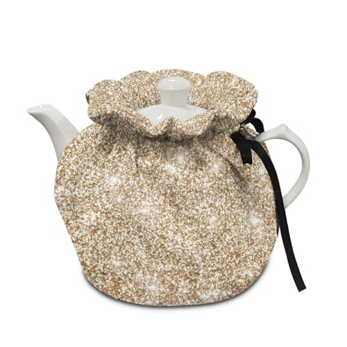 Image of Gold Insulated Tea Pot Cover, Washable Dustproof Tea Cosy for Teapots Insulation and Keep Tea Warm, Breakfast Warmer for Kitchen Home Decor