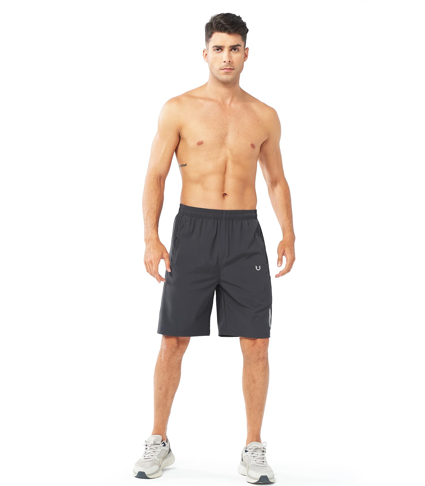 NORTHYARD Męskie sportowe spodenki do biegania szybkoschnące spodenki treningowe 17,8 cm/12,7 cm/23 cm lekkie sporty siłownia koszykówka tenis piesze wycieczki, Ciemnoszary, L