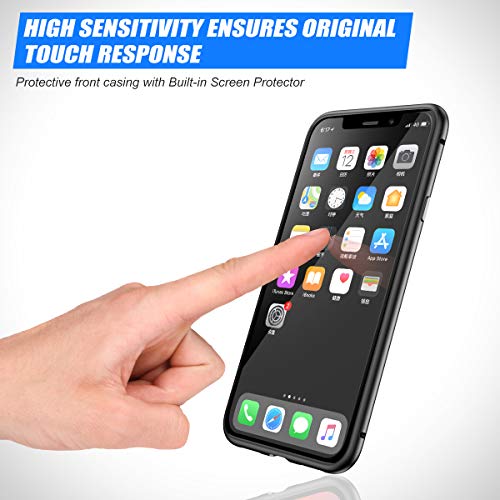 Iphone Xs Max Case, Zhike Magnetic Adsorption Case Front And Back Tempered Glass Full Screen Coverage One-Piece Design Flip Cover [Support Wireless Charging] For Apple Iphone Xs Max (Clear Black) #TOP5