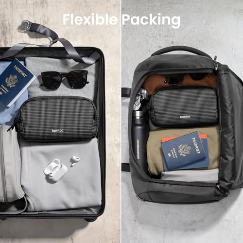 Image of tomtoc Electronic Organizer Travel Case Performance, Water Resistant Dual Compartment Cable Organization Storage Bag for Charger, Cord, Phone, Hard Drive, Power Bank, Accessories Travel Essentials