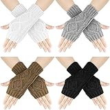 Im Lieferumfang enthalten: Sie erhalten 4 Paar fingerlose warme Handschuhe, darunter Weiß, Schwarz, Braun und Grau, für den täglichen Gebrauch und können diese auch mit Familie und Freunden teilen.