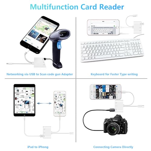 Aplimln SD Card Reader for iPhone iPad Mac, Lightning & USB-C Dual Connectors Memory Card Reader with SD/Micro SD/USB-A 3 Slots, Digital Camera Adapter to iPhone, Plug & Play - Thumbnail 7