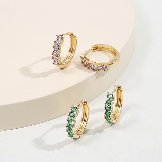 Yazilind Charming - Orecchini a cerchio con cristalli di zirconia